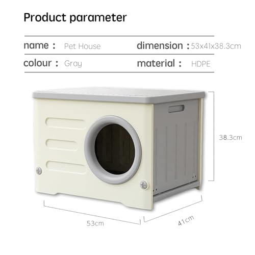 Gray Plastic Cat House with Cat Bed Mat G410