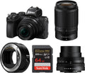 Mirrorless Camera Bundle with 16-50mm Lens, 50-250mm Lens, Mount Adapter and 64GB Memory Card (5 Items) U6106