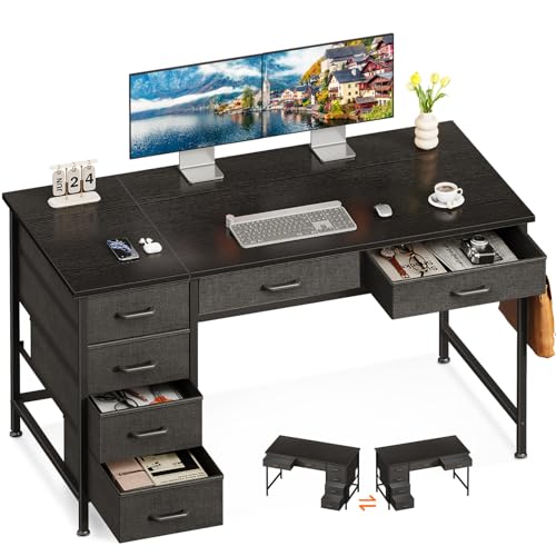 Rustic Brown 40 Inch Computer Desk with 6 Drawers S5437