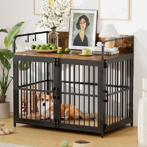 37" Wooden Heavy Duty Dog Kennel with Double Doors E840392