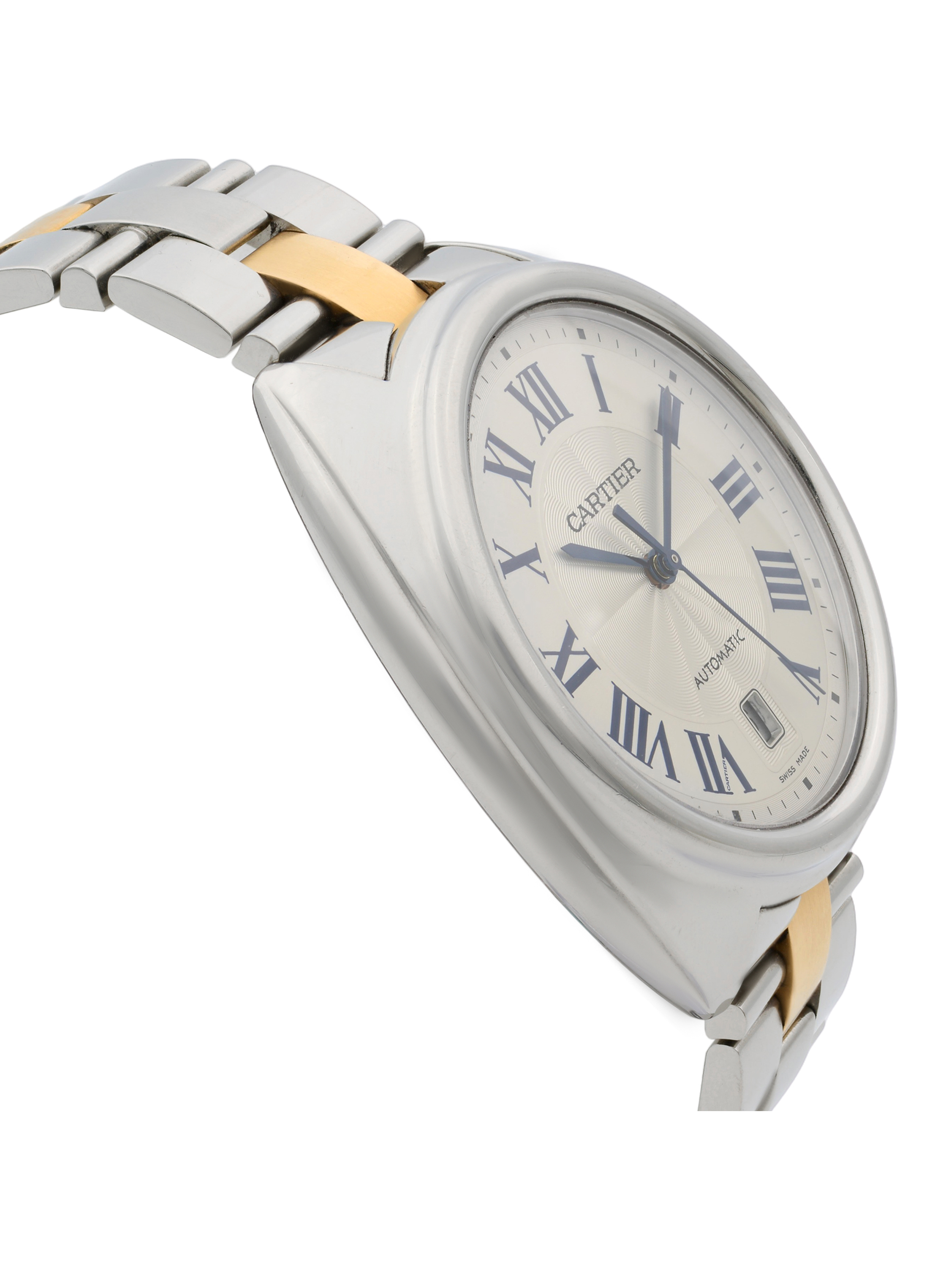 18k Rose Gold Steel Silver Guilloche Automatic Men Watch Z698049