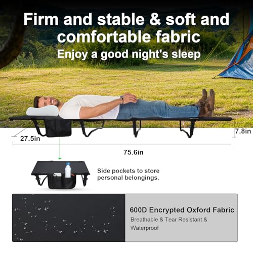 Ultralight Portable Folding Camping Cot, Black O9175