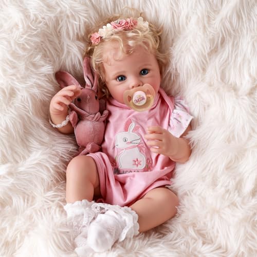 17 Inch Soft Body Realistic Blond Curly Hair Baby Doll E975039