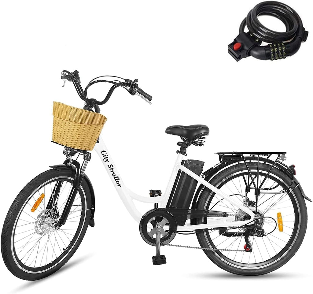 Electric Bike 350W 26" Step Thru Cruiser Bike with Basket E295372