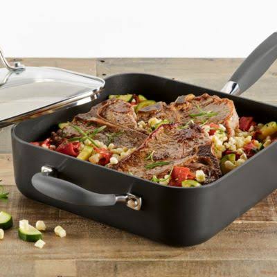 Hard-Anodized Nonstick 4-Quart Covered Square Saute F8898