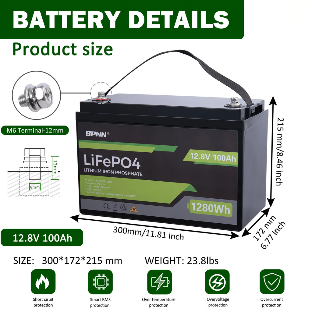 12V 100AH LiFePo4 Lithium Iron Battery A86147