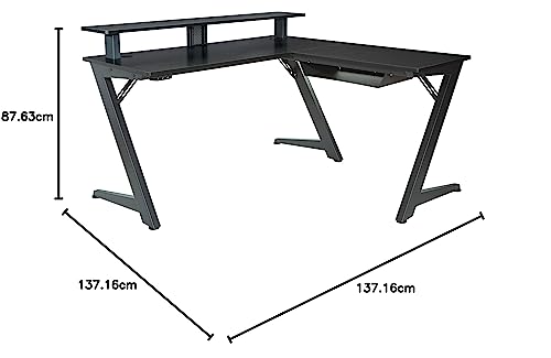 Red L-Shape Gaming Desk with Carbon Fiber Surface Z2449