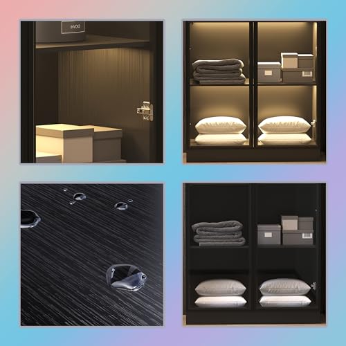 Black 3-Tier Display Cabinet with Glass Doors and Lights B667296