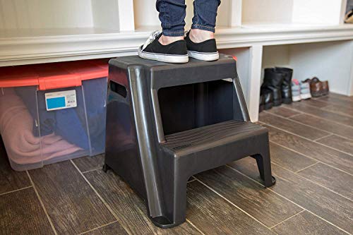 Black 2-Step Molded Plastic Step Stool E264