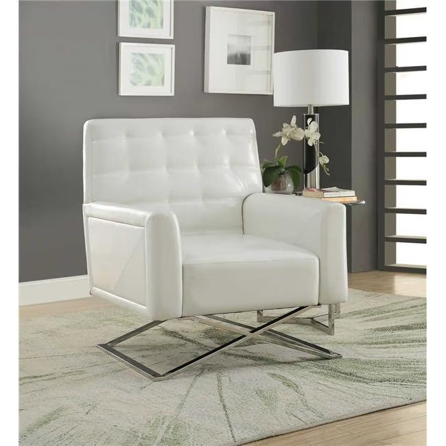 White PU Stainless Steel Accent Chair N763