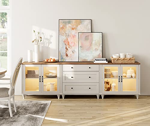 Off White Sideboard Cabinet with Glass Door and Drawer Z140282