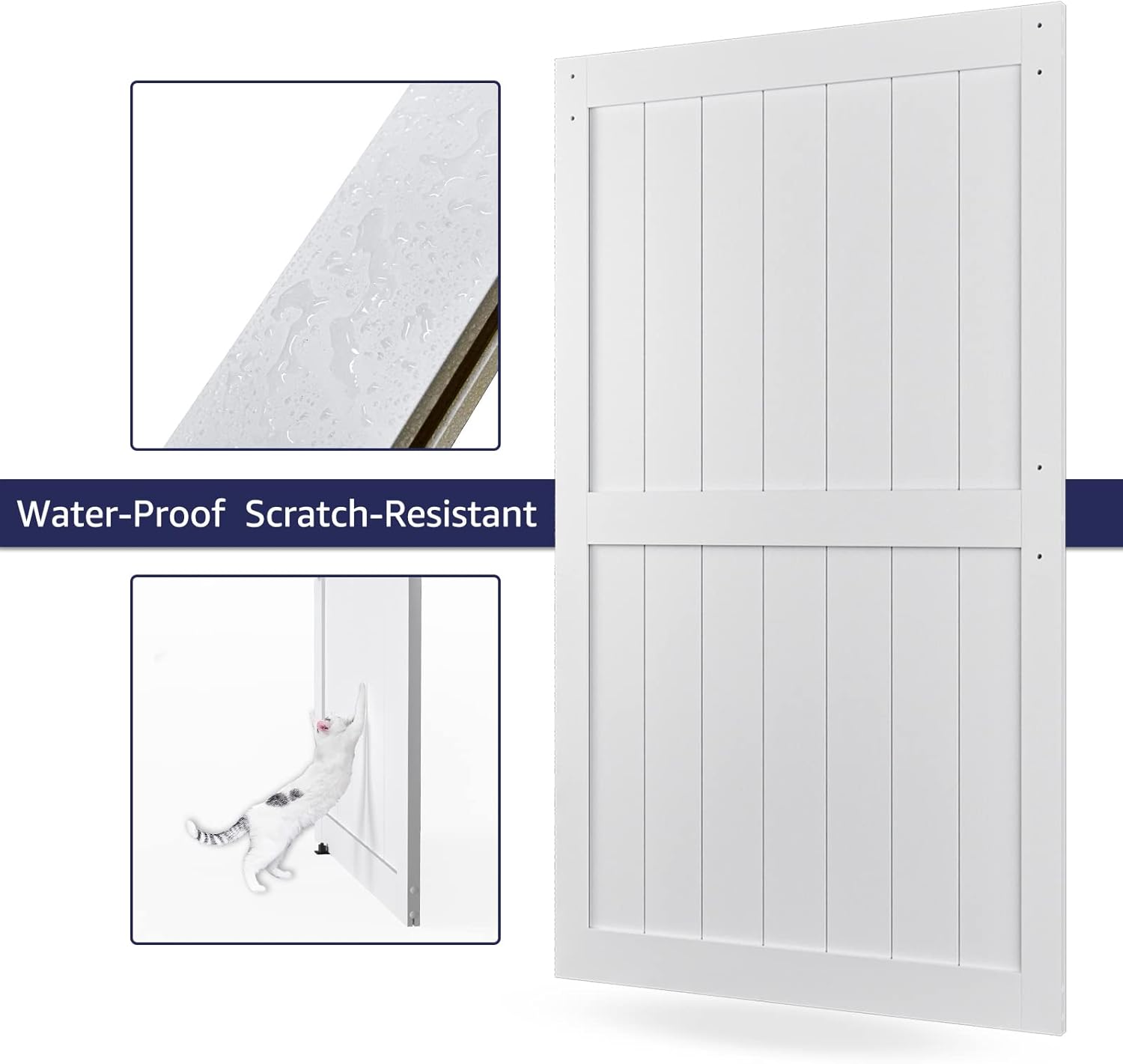 White MDF Sliding Barn Door with Hardware Kit O1940