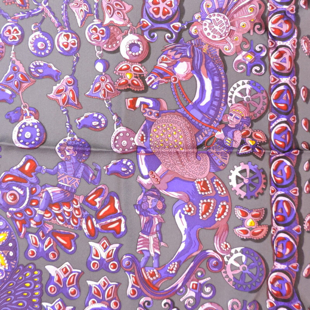 100% Silk Gray Purple Orange Scarf T59092