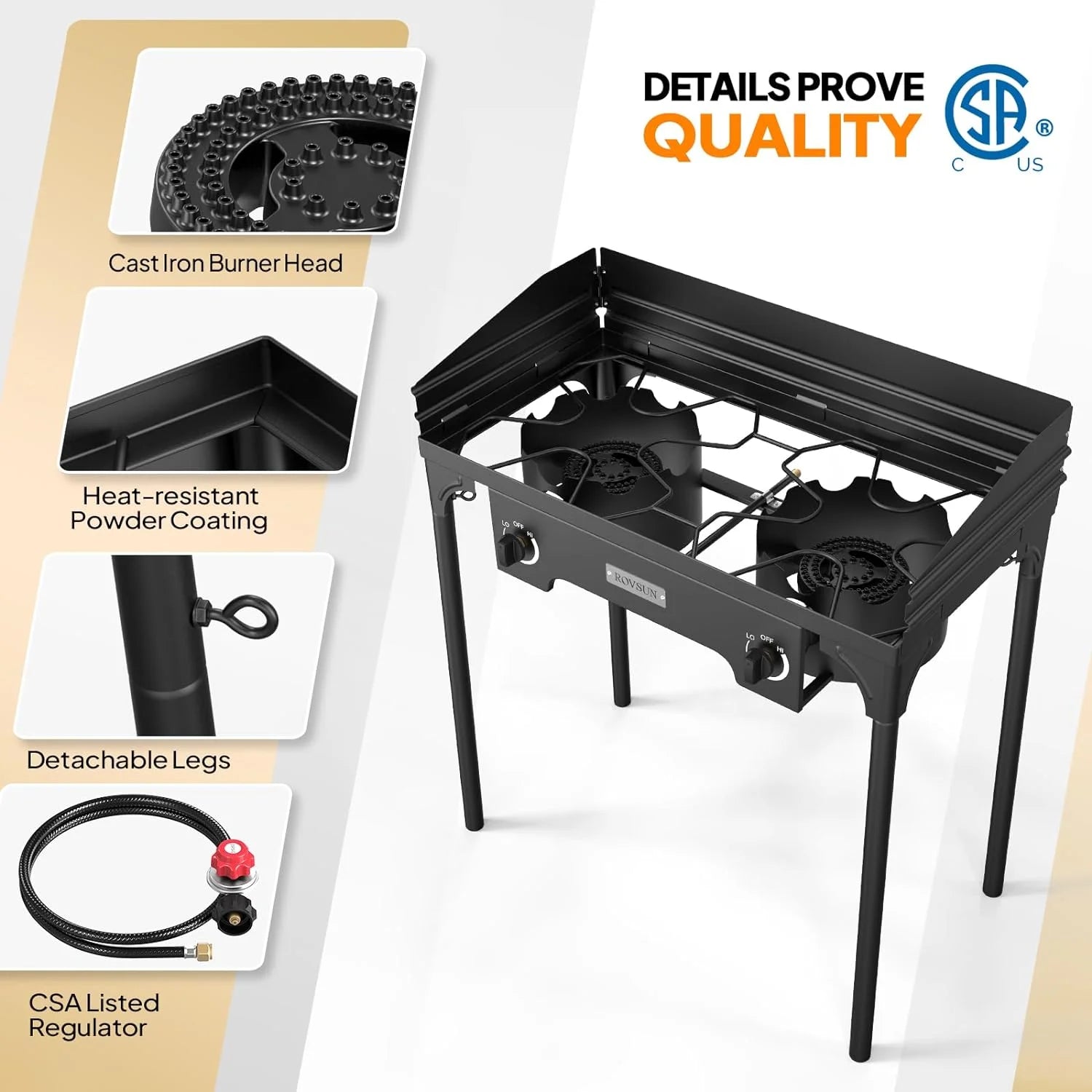 2 Burner Propane Gas Stove with Carrying Bag V399588
