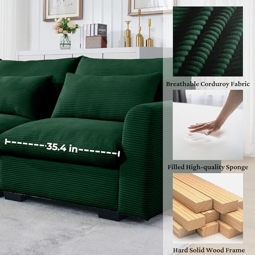 Corduroy L Shaped Modular Sofa with Storage Ottoman H869456