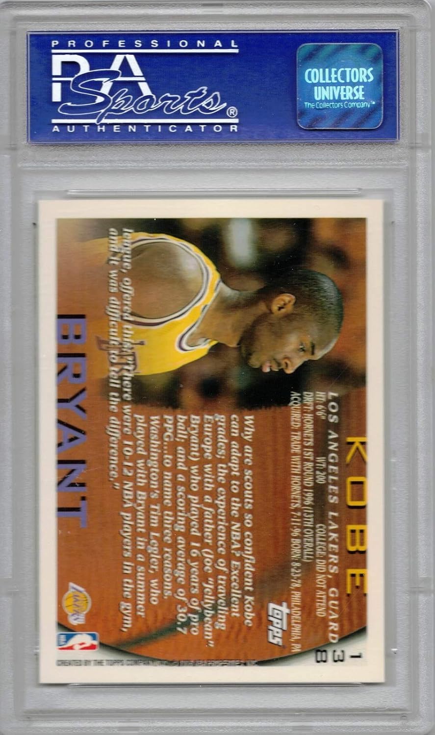 1996-97 Topps Basketball #138 Kobe Bryant Rookie Card Graded PSA 8 X4306