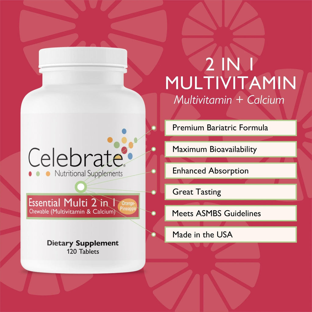 2-in-1 Bariatric Multivitamin with Calcium Citrate Chewables, Orange Pineapple, 120 count A979428