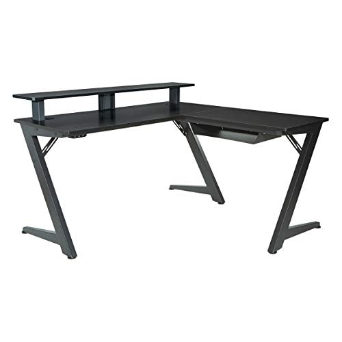 Red L-Shape Gaming Desk with Carbon Fiber Surface Z2449
