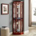 Walnut Wooden Curio Cabinet with Tempered Glass Door F45228