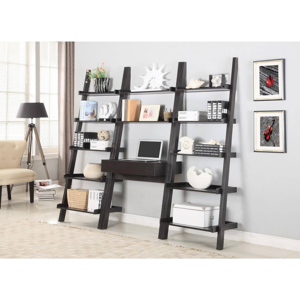 Cappuccino Ladder Desk with One Drawer O114