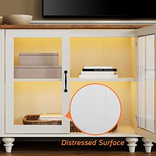 Off White Sideboard Cabinet with Glass Door and Drawer Z140282