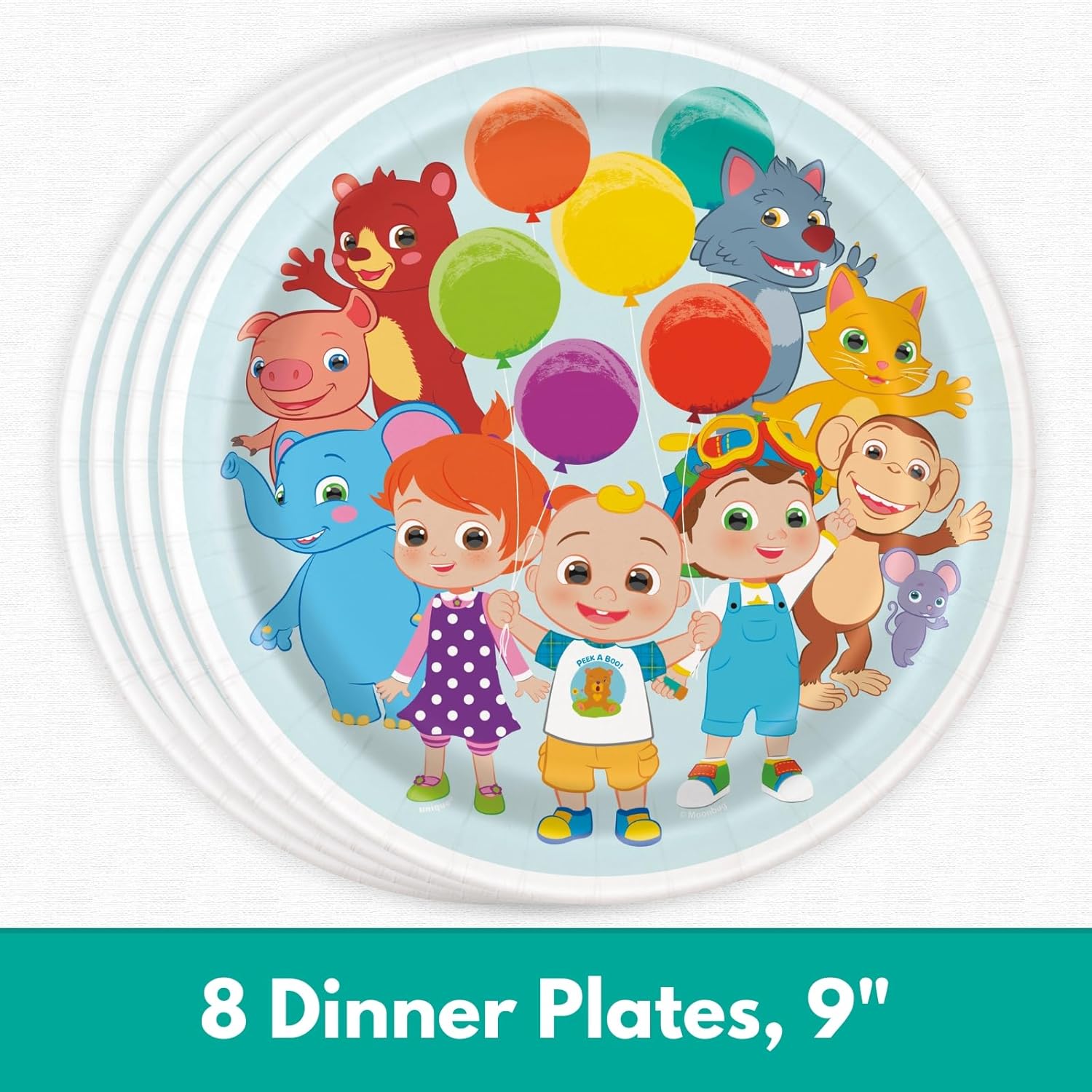 Cocomelon Birthday Decorations Pack for 8 Guests - Plates and Napkins, Tablecloth, Checklist - Party Decorations, Party Supplies W55207