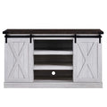 Rustic Oak Wood TV Stand with Sliding Barn Door Y47859