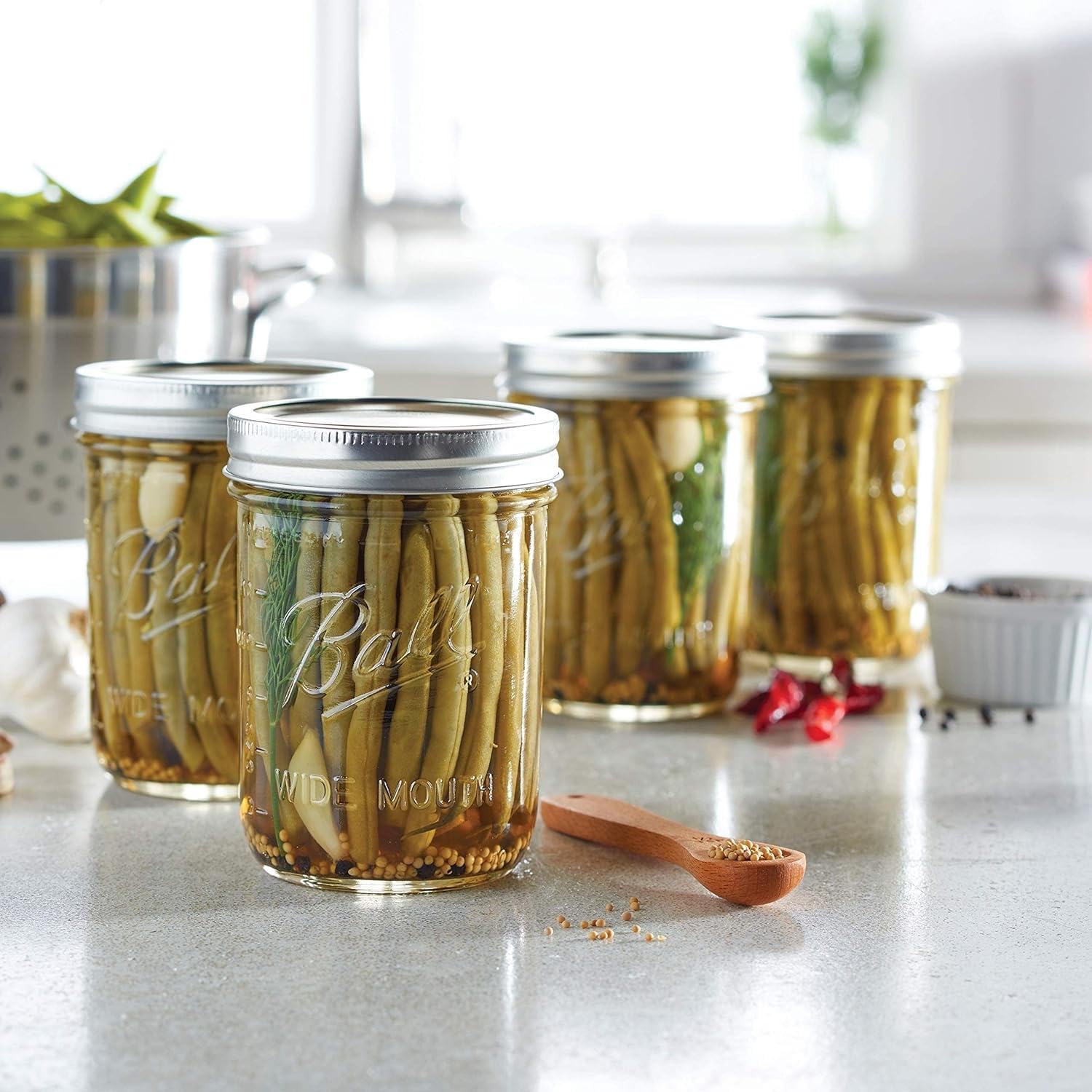 12 Quart 32 Ounce Glass Mason Jars with Lids and Bands D156