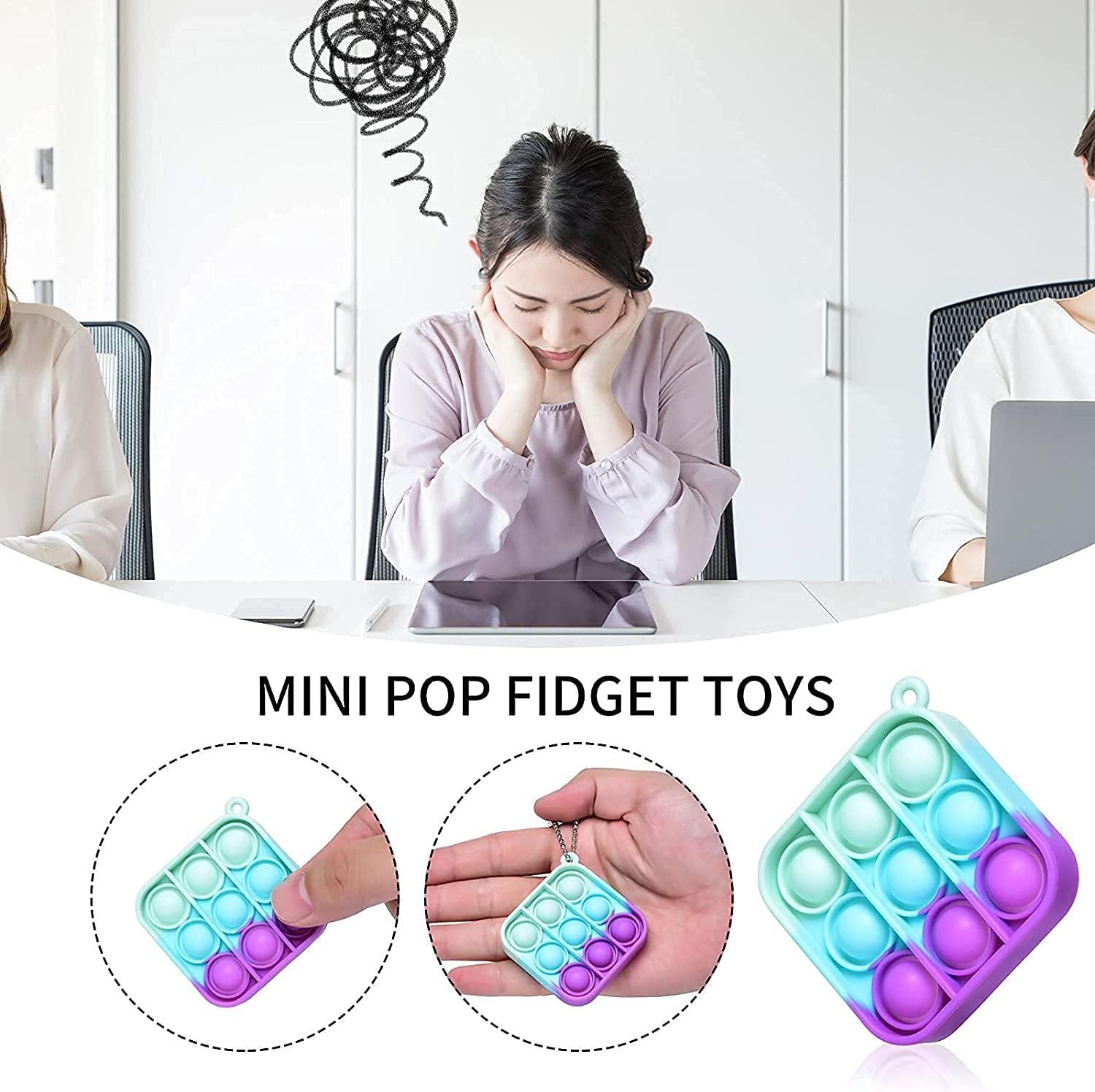24 Packs Mini Pop Fidget Toy Keychain O5673