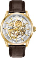 Brown Leather Strap Automatic Skeleton Dial Watch 43mm E5498