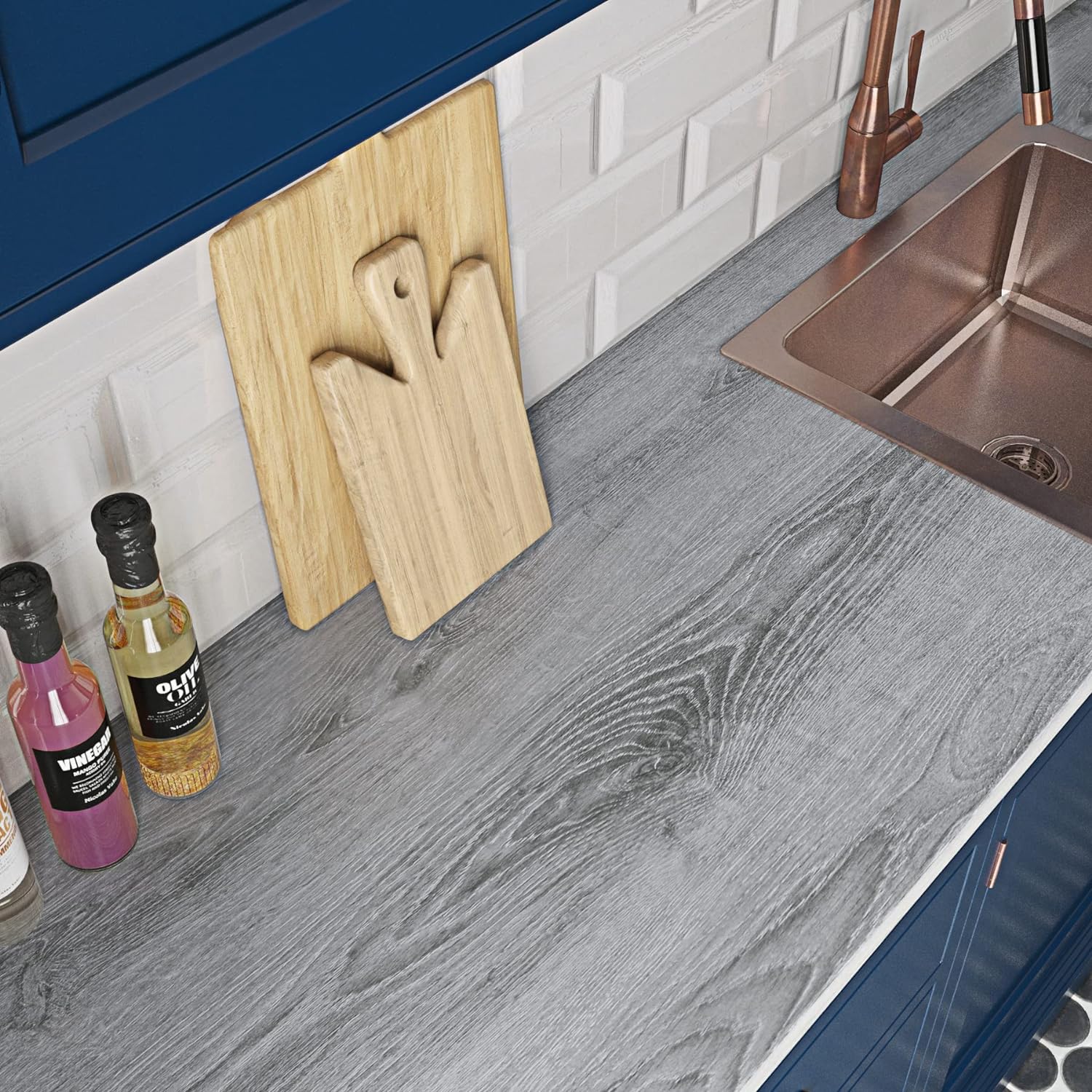 24"x200" Thick Grey Wood Contact Paper O658717