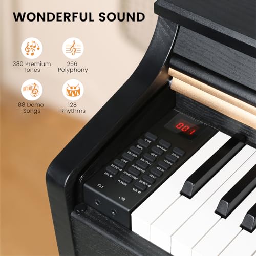 Black 88 Key Weighted Digital Piano with Hammer Action, Dual 25W Speakers, Triple Pedal S273850