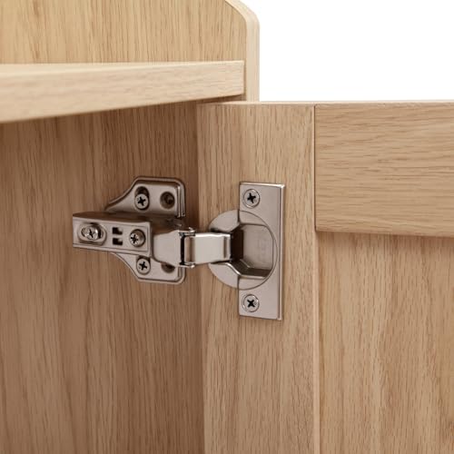 Natural Oak Sideboard with 3 Drawers and 3 Open Shelves T789127