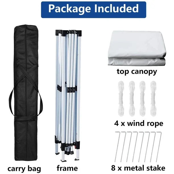 10x10 White Pop-up Canopy Tent with Bag S8509