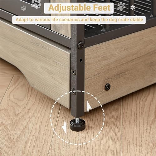 86" Stackable Dog Kennel Furniture with Removable Divider & 3 Doors, Rustic Brown C823307