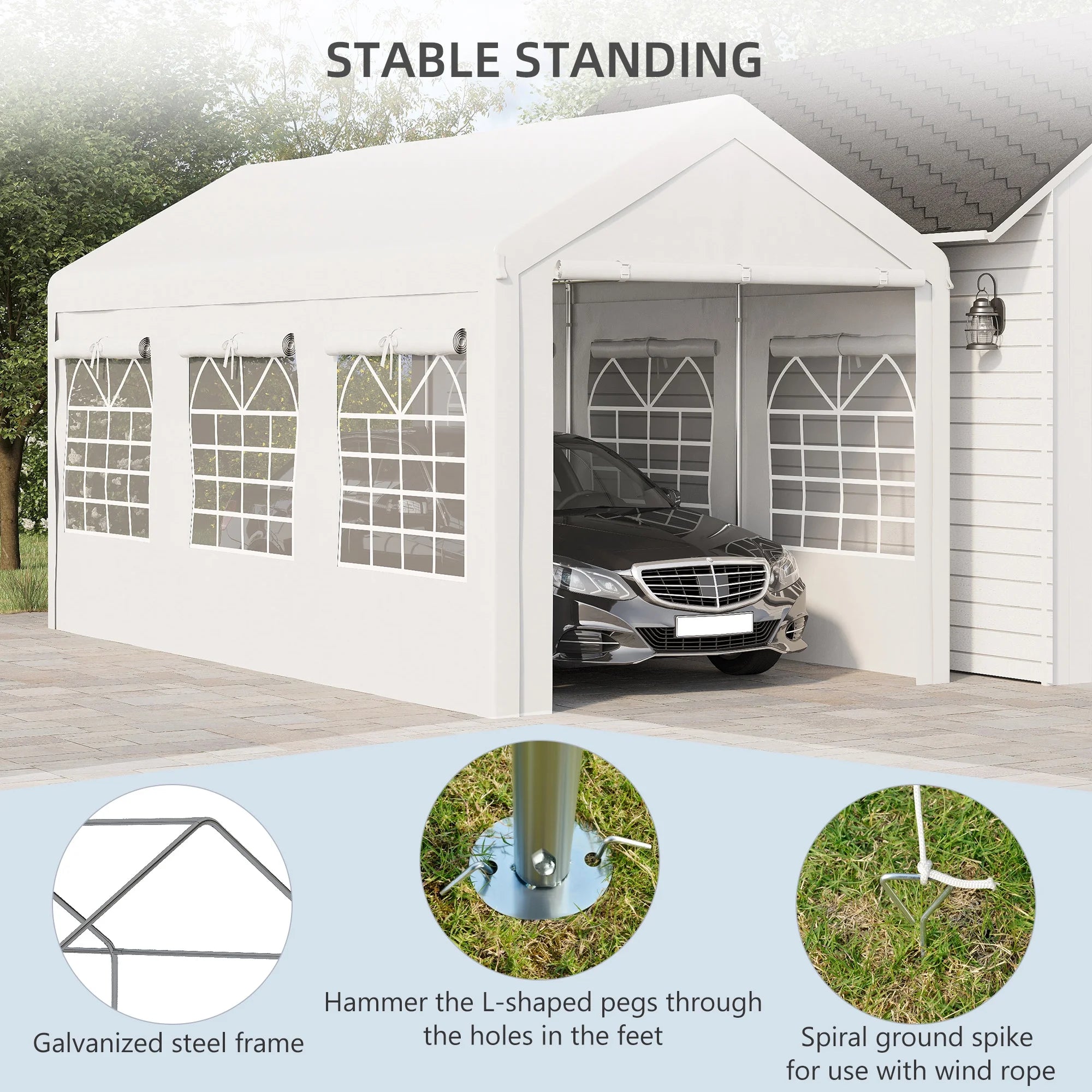 10' x 20' Height Adjustable Carport and Party Tent H151986