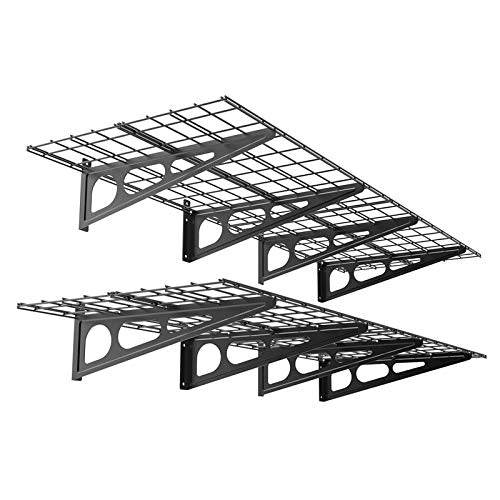 Black 2-Pack 24-inch-by-72-inch Wall Shelf Garage Storage Rack Y996143