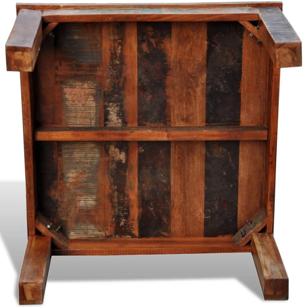 Rustic Coffee Table Square Polished Multi-Color Cocktail Table Reclaimed Wood Distressed Brown E72659