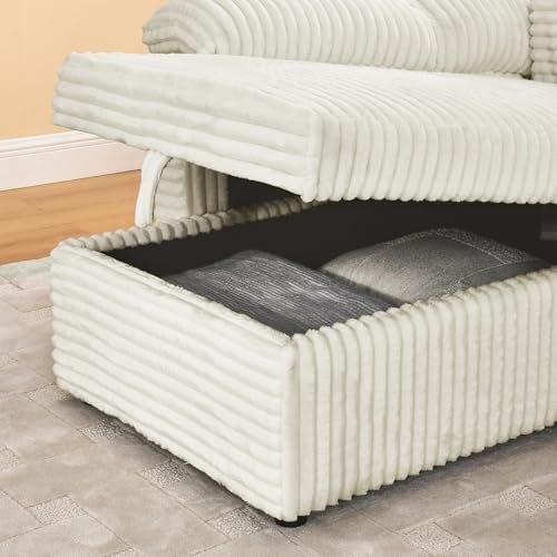 Black Corduroy Upholstered L-Shaped Sleeper Sectional Sofa with Pullout Bed K922465