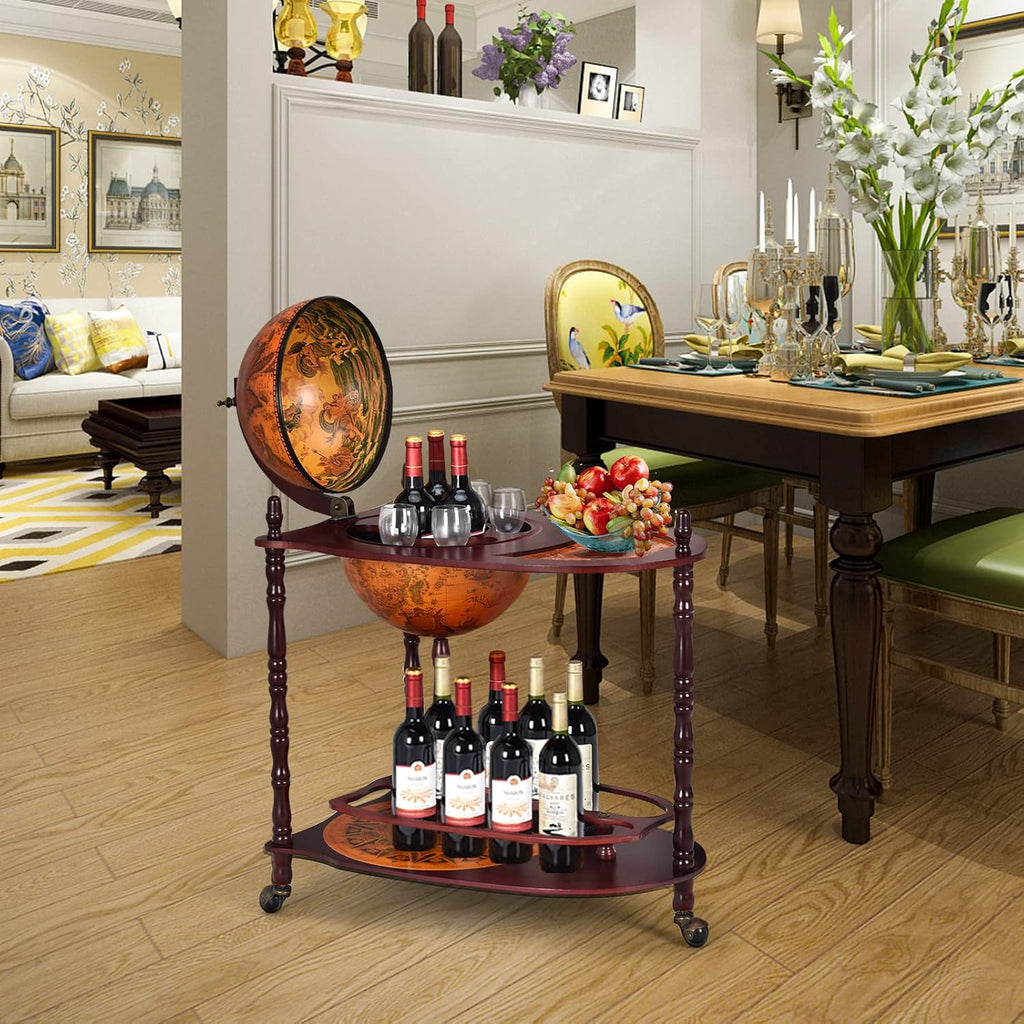 Globe Bar with Wheels and Bottom Shelf G982947