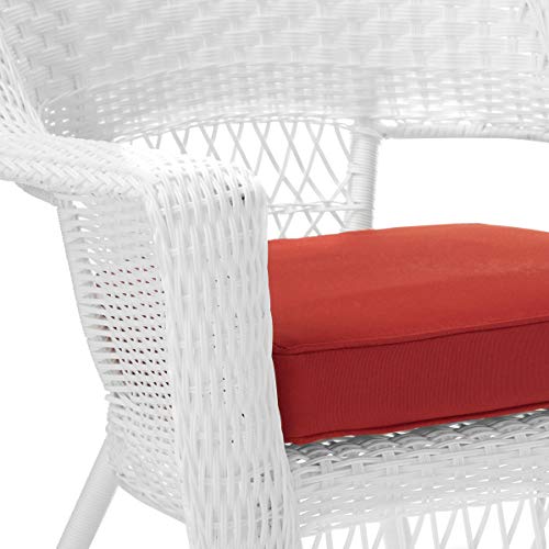 Wicker Chair with Red Cushion, Set of 2 D481210