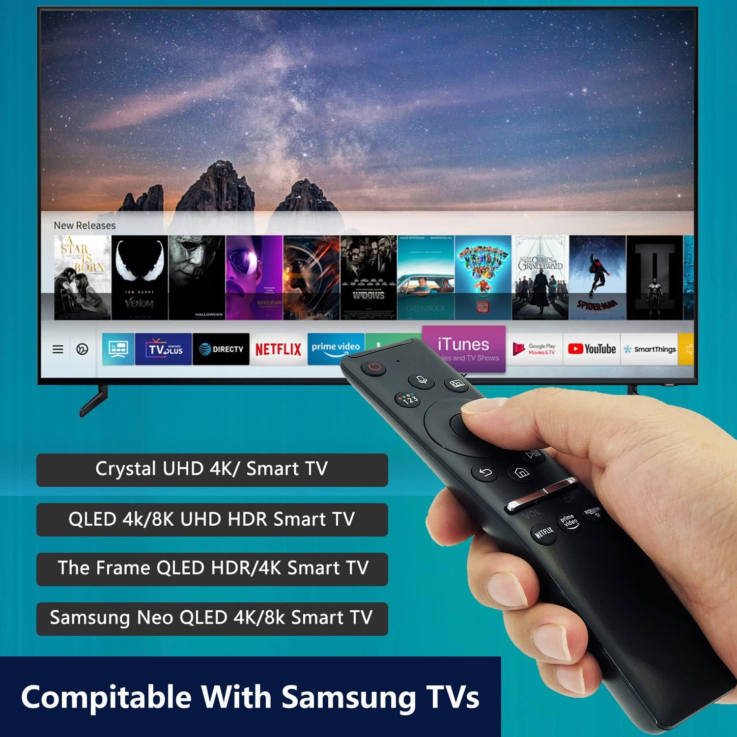 Remote Control for Samsung Smart TV with Voice and Netflix, Prime Video Buttons O946214