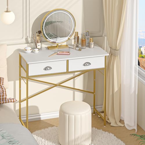 White 31.5 Inch Vanity Desk with Drawers F34301
