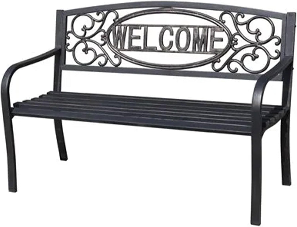 Black Powder Coated Steel Park Bench F356