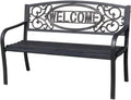 Black Powder Coated Steel Park Bench F356