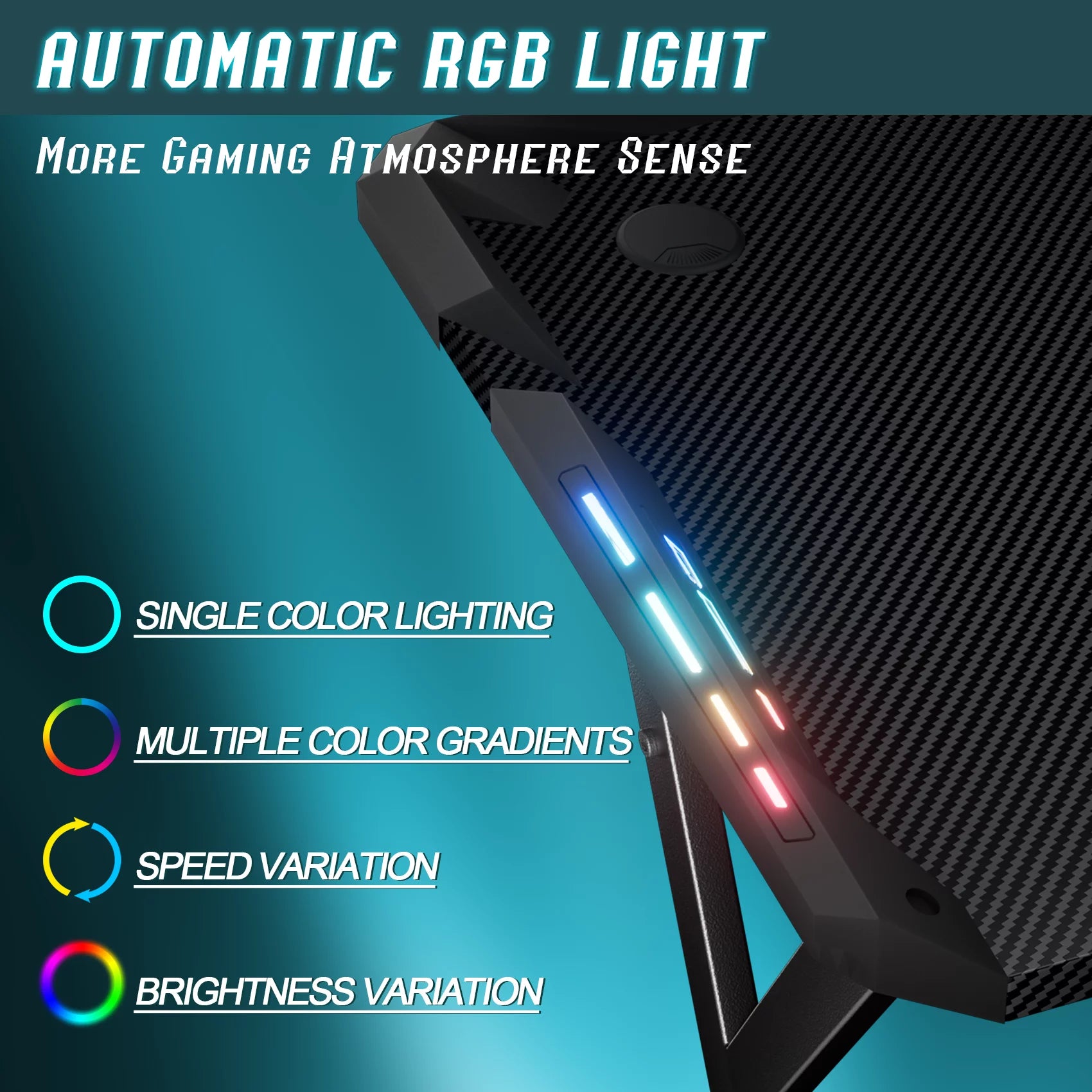 Black 55 Inch Gaming Desk with LED Lights, Carbon Fibre Surface Z957
