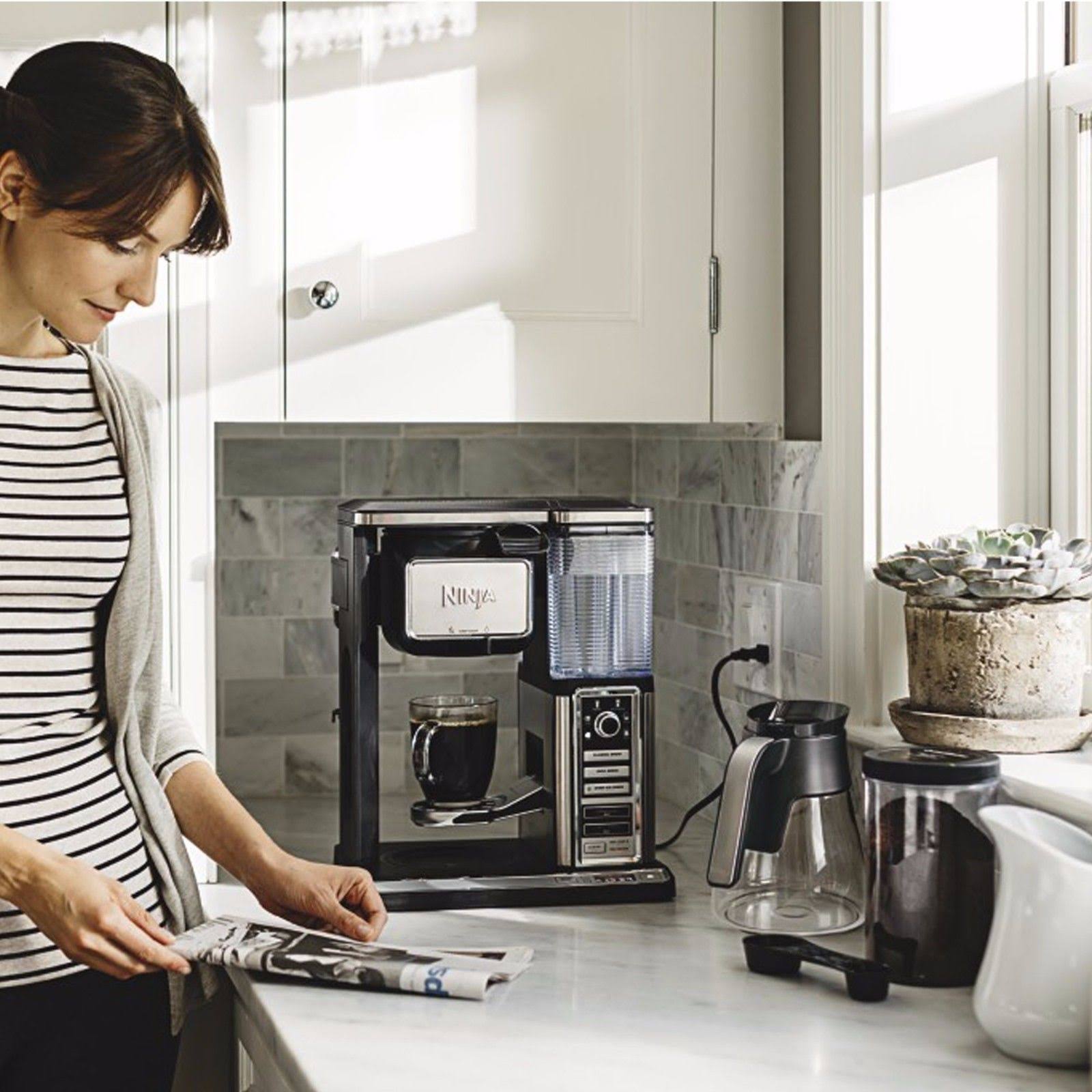 10-Cup Black Stainless Coffee Brewer with Glass Carafe A5603