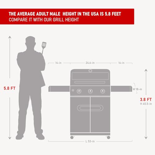 Stainless Steel 3 Burner Propane Gas Grill with Side Burner H501
