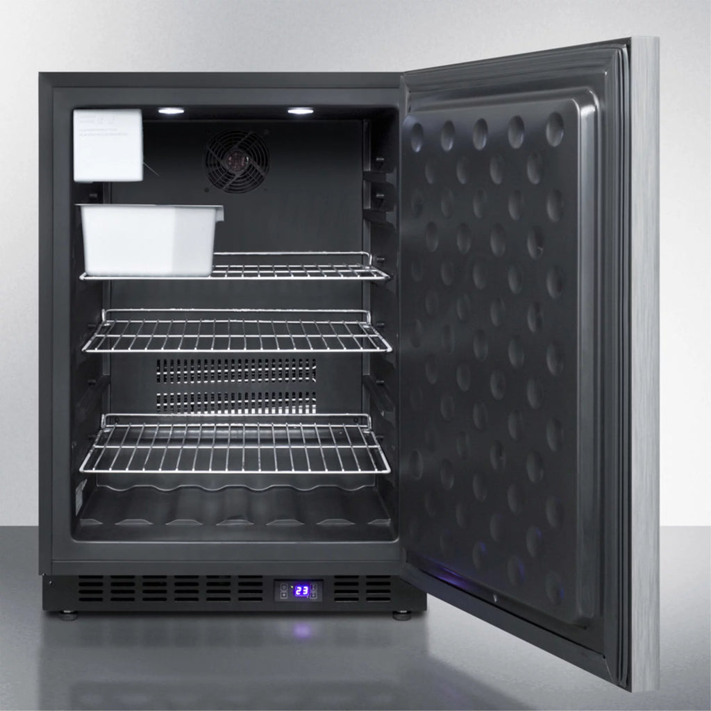 Stainless steel undercounter all-freezer with icemaker J831