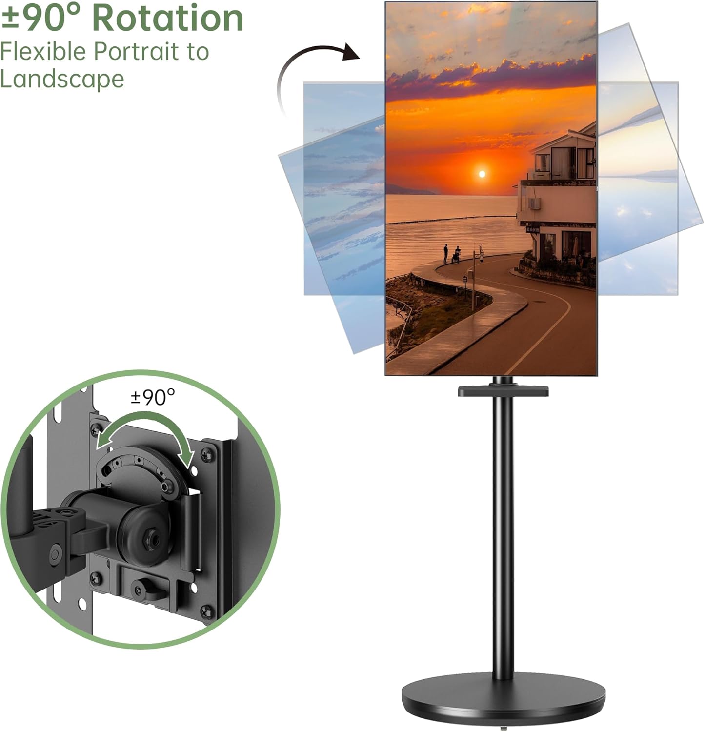Black Rolling TV Stand with Wheels, Height Adjustable, VESA 200x200mm H46011